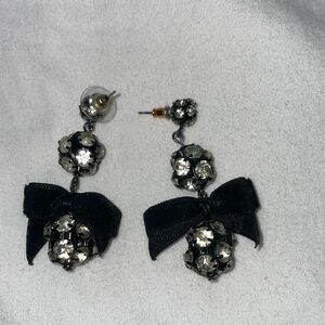 Black bow bling earrings